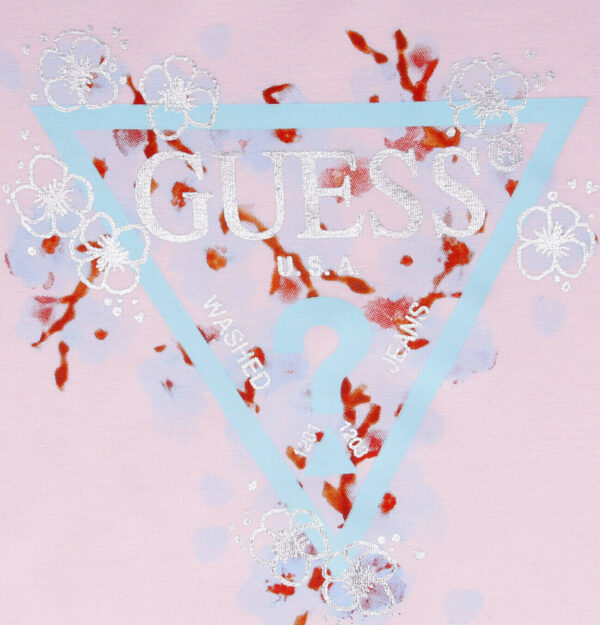 Guess T-shirt logo triangolo frontale Rosa Bambina