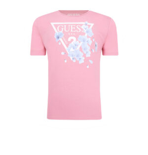 Guess T-shirt logo triangolo frontale Rosa Bambina