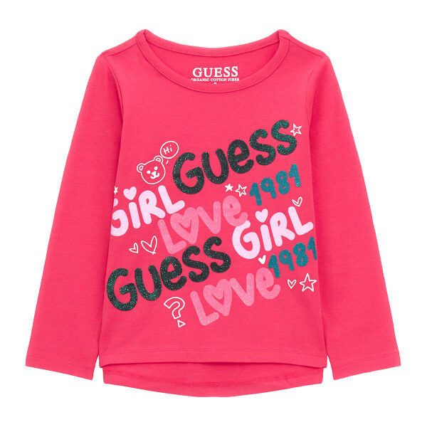 Guess Logo Maglia Fucsia con glitter bambina