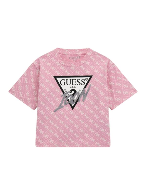 Guess  stampa all over  T-shirt Rosa Bambina