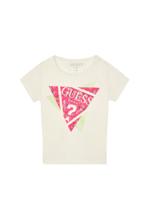 Guess  Kids T-shirt Bianca Con stampa frotale Bambina