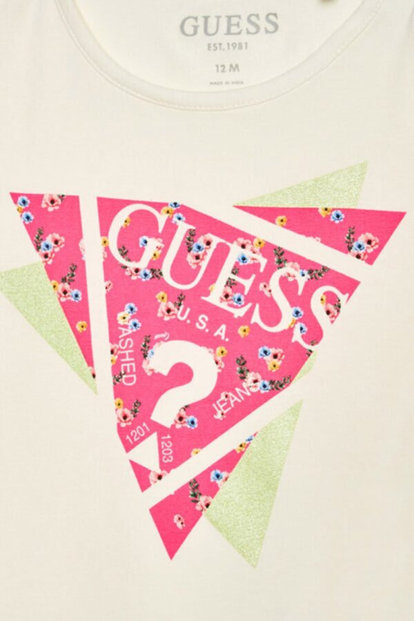 Guess  Kids T-shirt Bianca Con stampa frotale Bambina