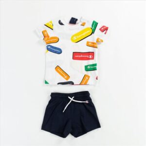 Champion Ensemble Completo Bianco Nero Bambino