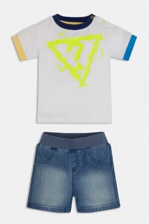 Guess  Baby Completo Bianco Blu Denim Bambino
