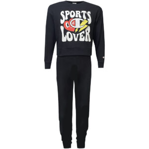 Champion Crewneck Suit Completo Tuta Nero Bambina