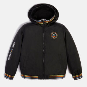 Guess Giubbotto Con Cappuccio Nero Bambino