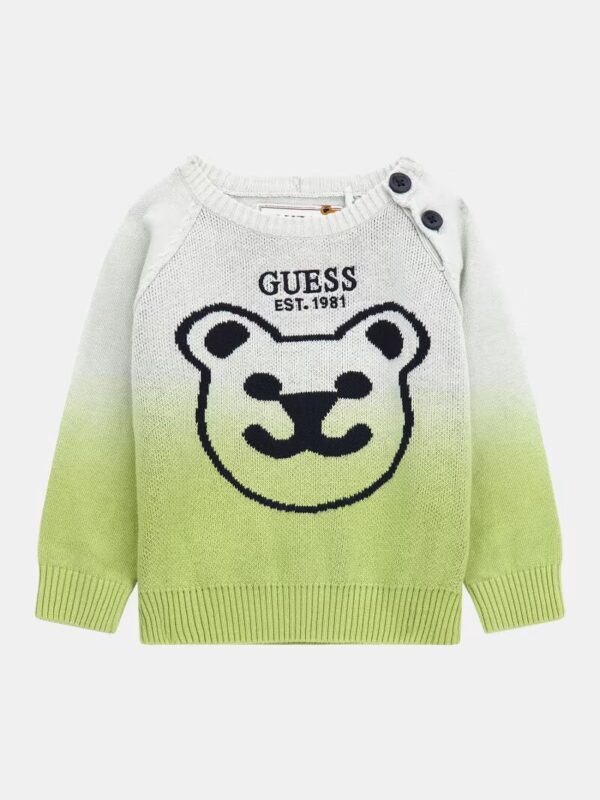 Guess Felpa Verde Con Ricamo Centrale Bambini