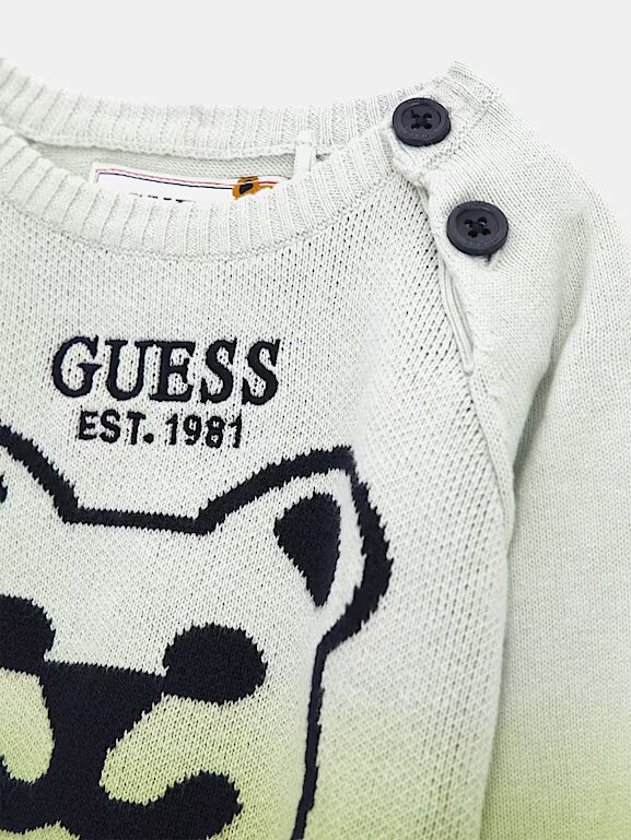 Guess Felpa Verde Con Ricamo Centrale Bambini