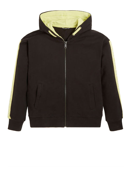 Guess Kid Felpa Chiusura Zip e Cappuccio Nera Bambino