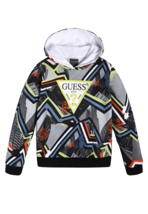 Guess  Felpa Con Cappuccio Nera Bambino
