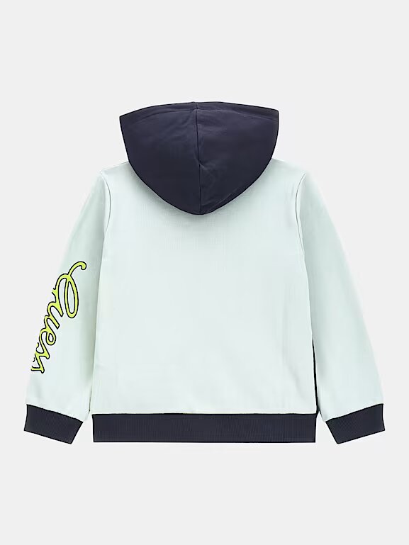 Guess Color block Felpa Chiusura Zip e Cappuccio Multicolore Bambino