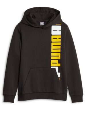 Puma Ess Logo Lab Hoodie Fl Felpa Con Cappuccio Nera Bambino
