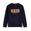 Guess Felpa  Girocollo con logo frontale Blu Bambino