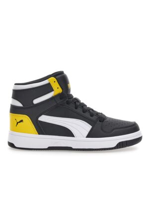 Puma Rebound Layup SL Jr Scarpe Nere Gialle  Bambini Ragazzi