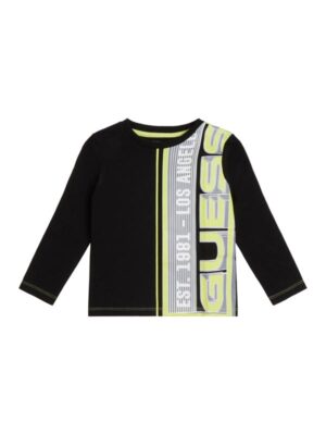 Guess Ls Maglietta Maniche Lunghe Nera Bambino