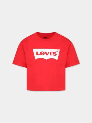 Levi's Light Bright Cropped T-shirt Rossa Bambina
