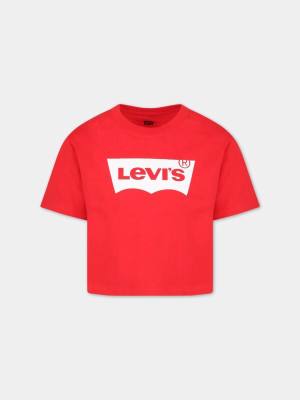 Levi's Light Bright Cropped T-shirt Rossa Bambina