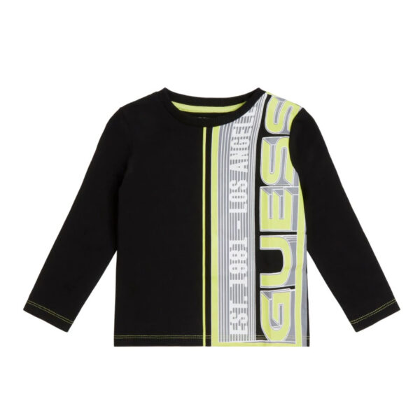 Guess Children T-shirt Manica lunga Nera Bambino