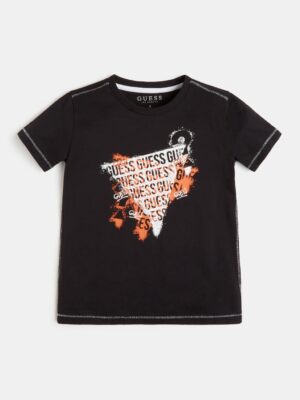 Guess T-shirt Nera Arancione Bambino