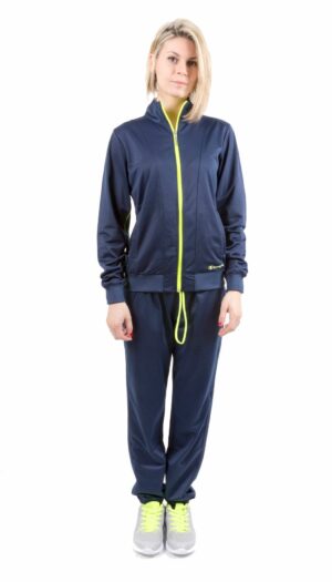 Champion Full Zip Suit Completo Tuta Blu Giallo Fluo Donna
