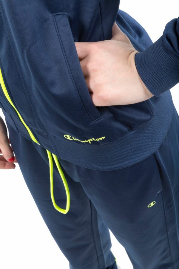 Champion Full Zip Suit Completo Tuta Blu Giallo Fluo Donna