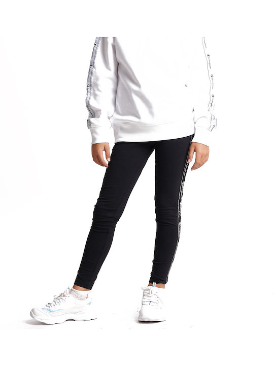 Champion Logo-Tape Leggings Nero Rosa Bambina