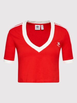 Adidas Adicolor Classics Cropped Tee Top Rosso Bainco Donna