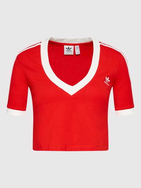 Adidas Adicolor Classics Cropped Tee Top Rosso Bainco Donna