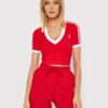 Adidas Adicolor Classics Cropped Tee Top Rosso Bainco Donna