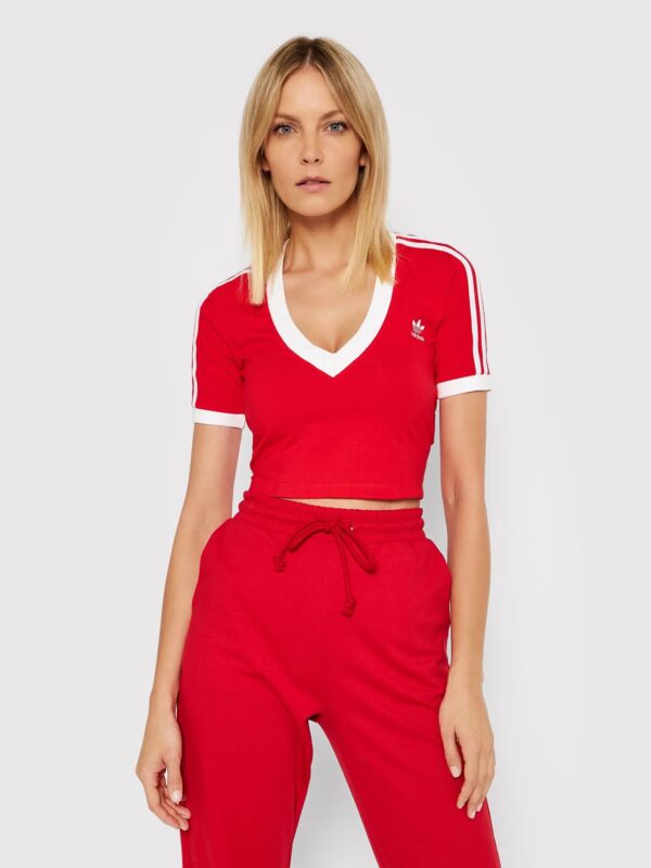 Adidas Adicolor Classics Cropped Tee Top Rosso Bainco Donna