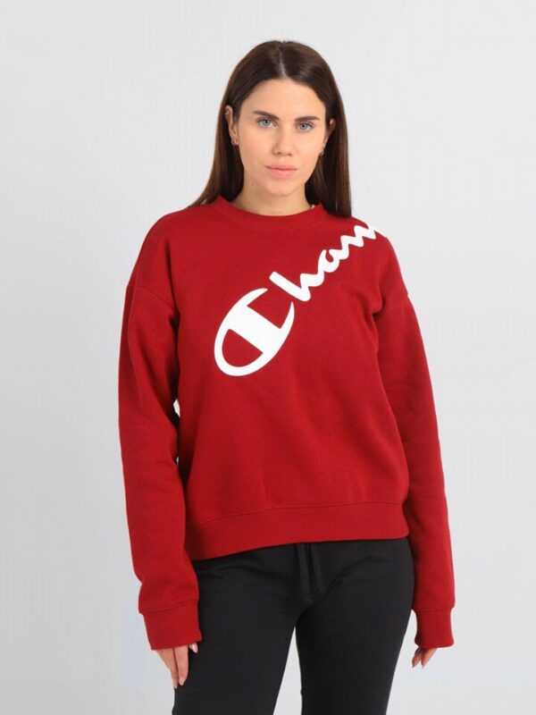 Champion Crewneck  Felpa Girocollo Rossa Donna