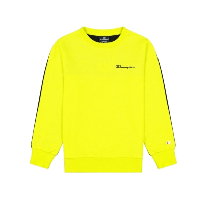 Champion Kids Legacy Script Logo Crewneck Felpa Girocollo Giallo Fluo Bambino