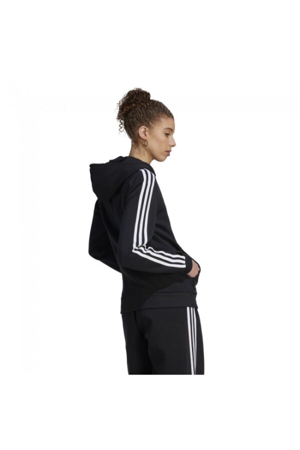 Adidas Essentials 3-Stripes Felpa Con Cappuccio Chiusura Zip Nera Donna