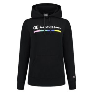 Champion Light Power Blend Terry Hoodie Felpa Con Cappuccio Nera Donna