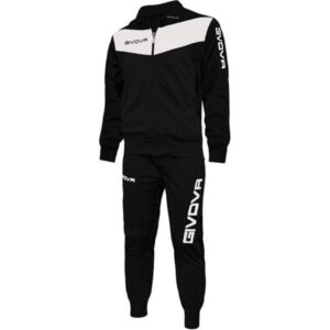 Givova Visa Track Suit Completo Tuta Acetato Nero Bianco Uomo
