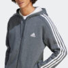 Adidas Men's Lifestyle Essentials Fleece 3-Stripes Felpa Grigia Uomo