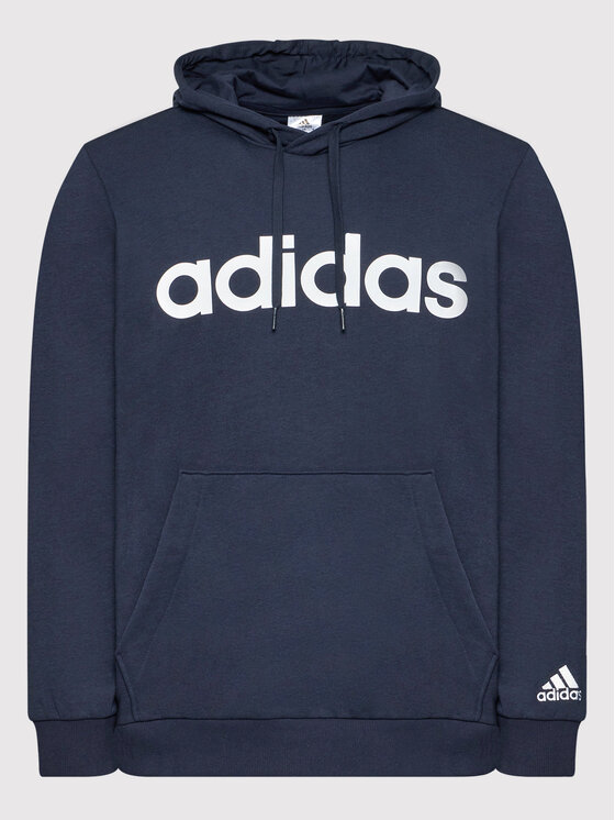 Adidas Essentials French Terry Linear Logo Felpa con cappuccio Blu Uomo