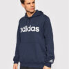 Adidas Essentials French Terry Linear Logo Felpa con cappuccio Blu Uomo