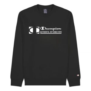 Champion Logo New York Felpa Girocollo Nera Uomo
