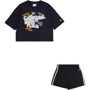 Champion Light Cotton Jersey Completo Tuta Nero Bambino