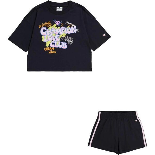 Champion Light Cotton Jersey Completo Tuta Nero Bambino