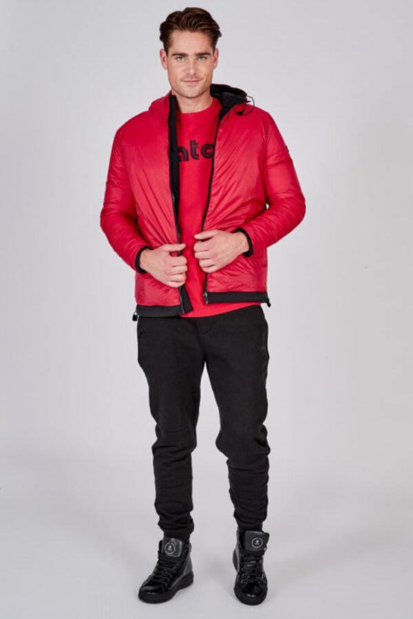 Datch Bomber Con Cappuccio Duple Face Nero Rosso Uomo