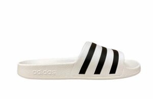 Adidas ADILETTE AQUA CIABATTE IN GOMMA BIANCHE CON STRISCE NERE
