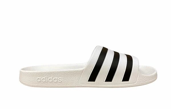 Adidas ADILETTE AQUA CIABATTE IN GOMMA BIANCHE CON STRISCE NERE