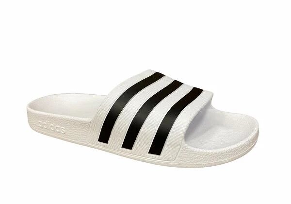 Adidas ADILETTE AQUA CIABATTE IN GOMMA BIANCHE CON STRISCE NERE