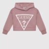 Guess Hooded LS Active Top Fela Con Cppuccio Rosa Bambina