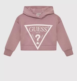Guess Hooded LS Active Top Fela Con Cppuccio Rosa Bambina