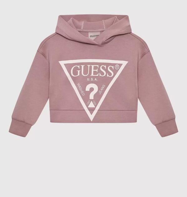 Guess Hooded LS Active Top Fela Con Cppuccio Rosa Bambina