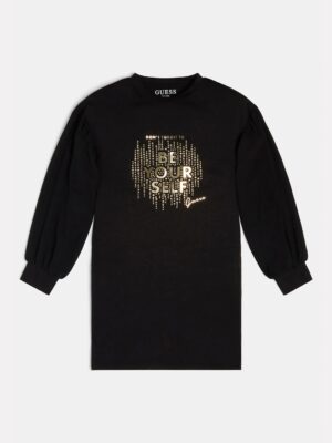 Guess Vestito In Maglia Total Black Bambina