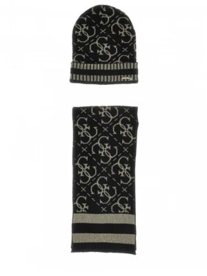 Guess Logo Set 2 Pezzi Cappelo Scaiarpa Nero Bambini